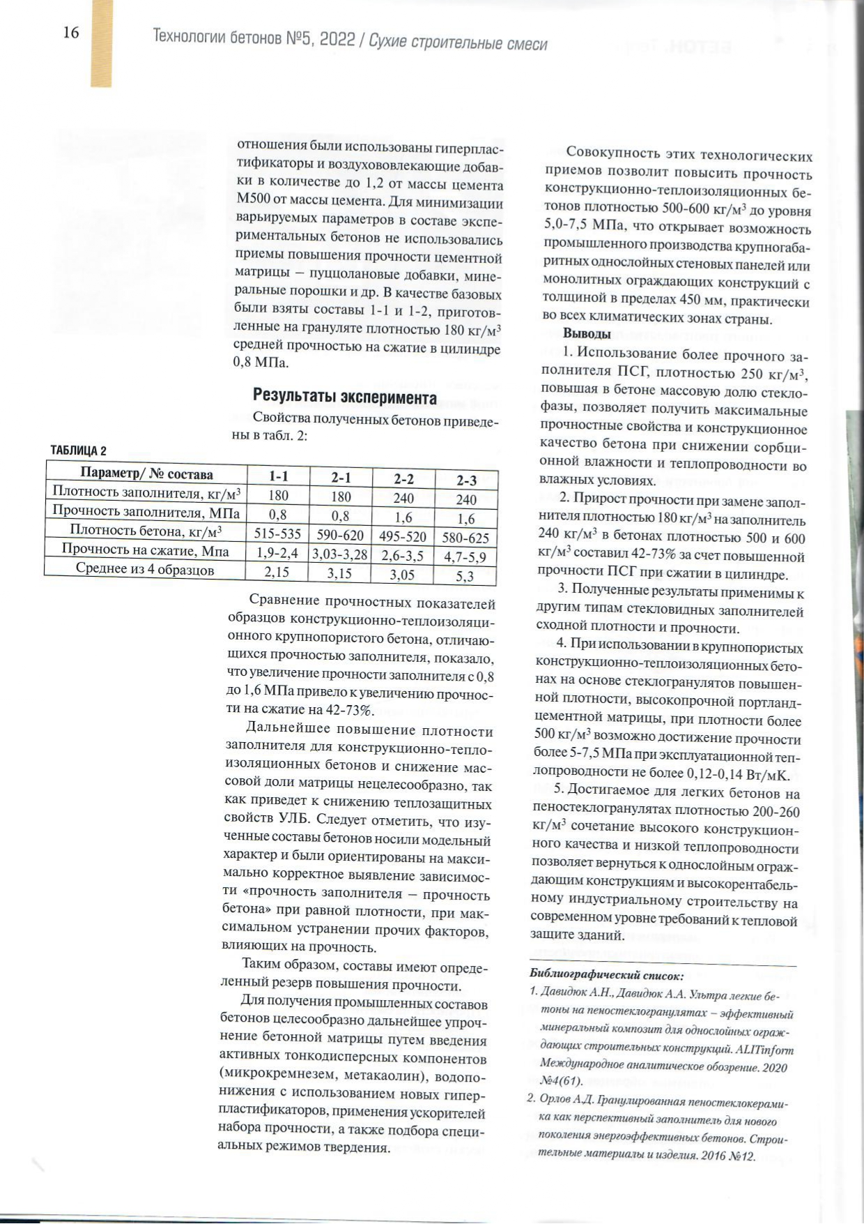 В журнале «Технологии бетонов» №5, 2022г. опубликована статья «Выбор  оптимальной плотности пеностеклогранулятов на основе кремнистого сырья для  ультралегких бетонов однослойных наружных стен зданий» | Группа компаний КТБ